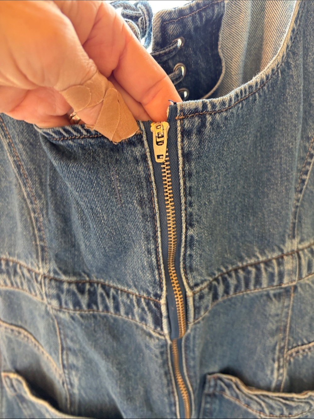 Free People Dark Indigo Lace-Up Denim Jumpsuit - Picture 5 of 5